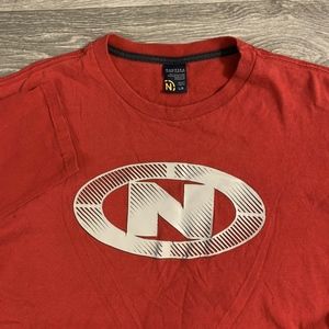 Vtg Nautica Jeans Co. Long sleeve red logo graphic